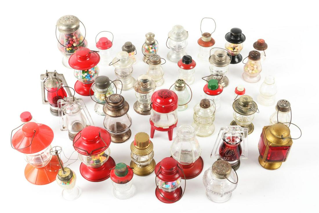 LOT OF 38: VINTAGE GLASS CANDY CONTAINERS. (1 of 1)