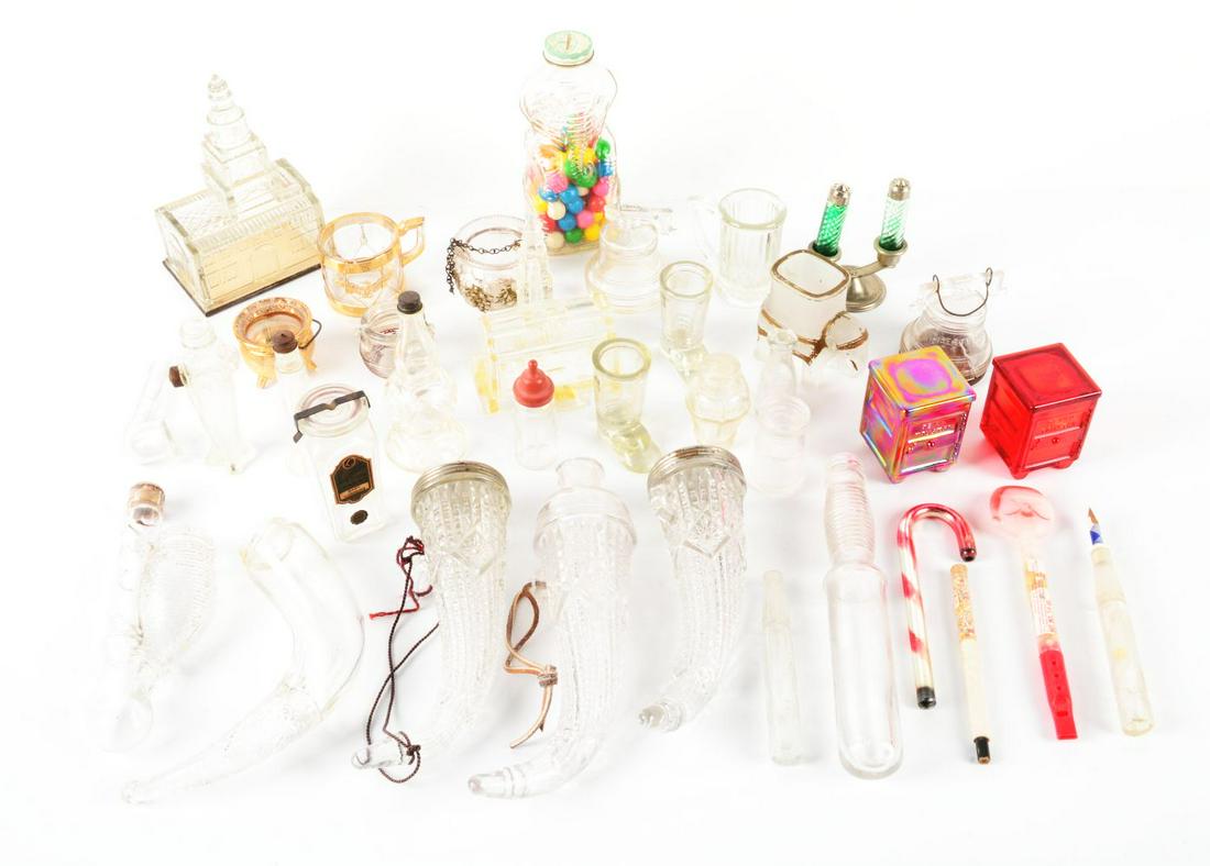 LOT OF 36: VINTAGE GLASS CANDY CONTAINERS. (1 of 1)