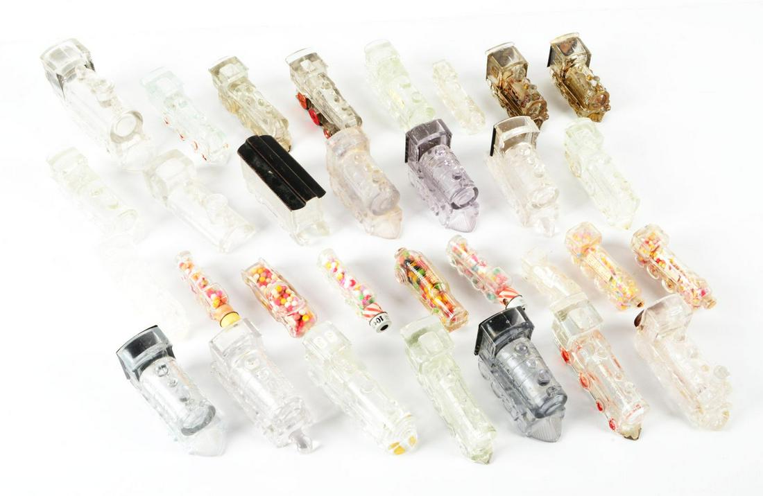 LOT OF 31: VINTAGE GLASS AUTOMOBILE CANDY CONTAINERS. (1 of 1)