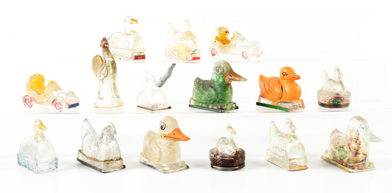 LOT OF 14: VINTAGE GLASS CANDY CONTAINERS. (1 of 1)