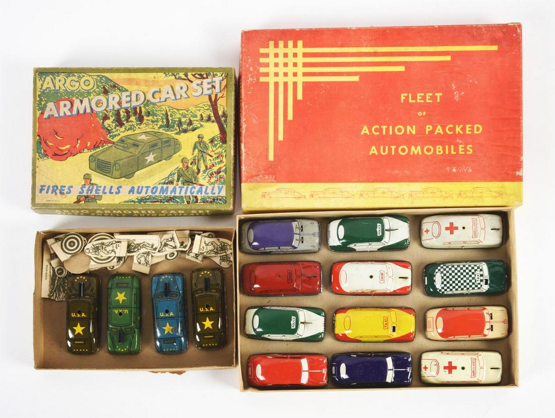 LOT OF 2: ARGO TIN LITHO CAR SETS IN BOXES. (1 of 3)