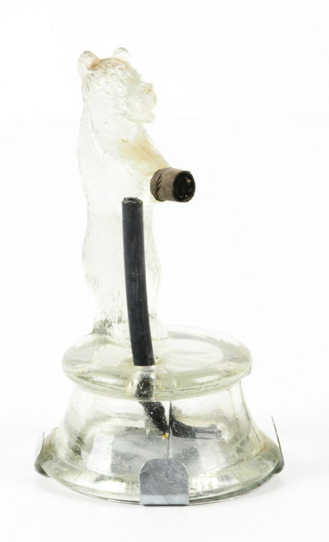 VINTAGE GLASS BEAR CANDY CONTAINER. (1 of 2)