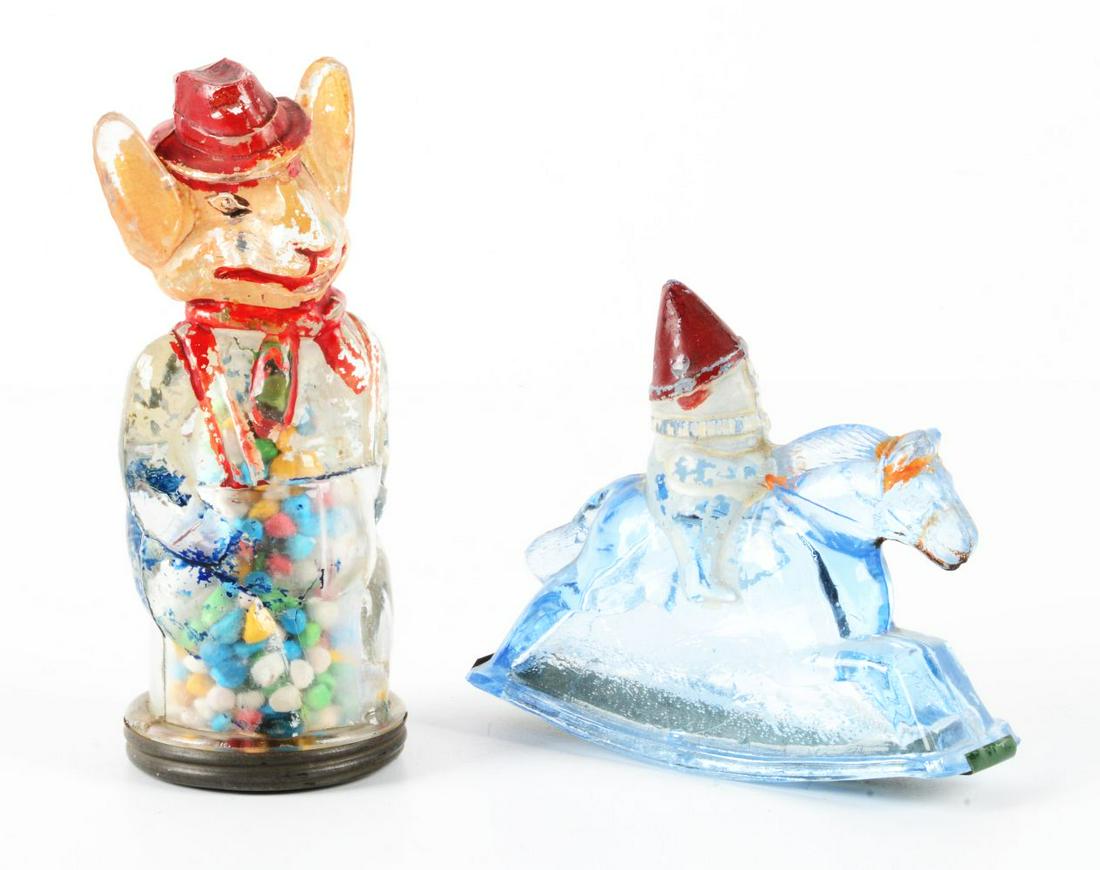 LOT OF 2: VINTAGE GLASS CANDY CONTAINERS. (1 of 2)