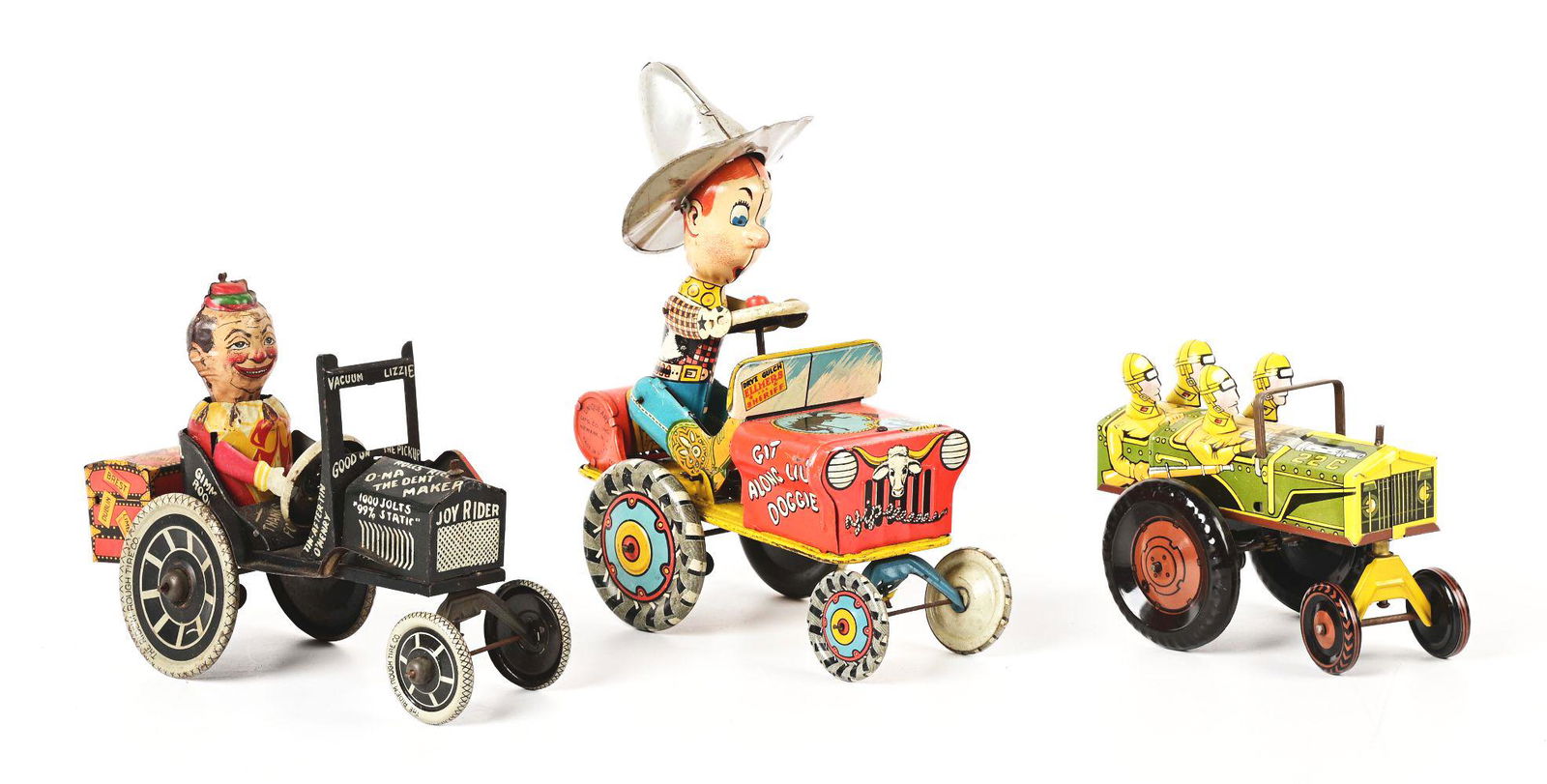 LOT OF 3: AMERICAN-MADE TIN LITHO CAR TOYS. (1 of 2)