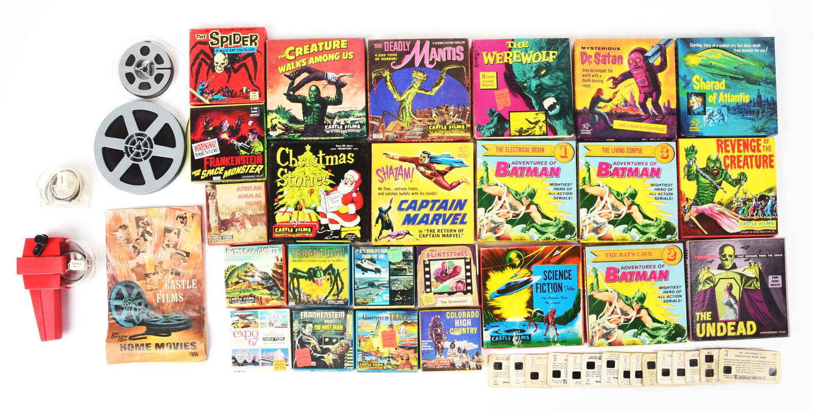 LOT OF APPROX. 20: VARIOUS CASTLE & REPUBLIC FILMS.: Most in original boxes. Some larger and some smaller figures. They include the "Deadly Mantis," "The Undead," "Batman Dr. Satan" and others. Various conditions. Condition:(Very Good).Largest Box: 5 -