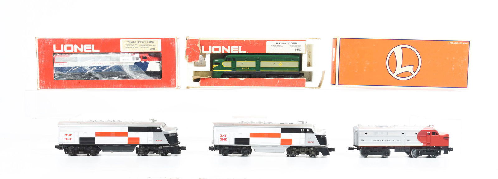 LOT OF 5: VARIOUS LIONEL MPC AND MORE CONTEMPORARY POWERED AND NON-POWERED TRAIN ENGINES. (1 of 1)