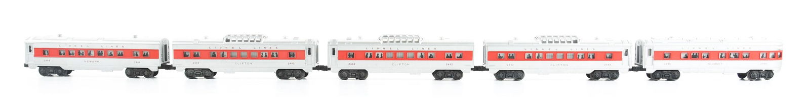 LOT OF 5: VARIOUS CLIFTON, NEWARK, AND SUMMIT POST-WAR LIONEL PASSENGER CARS. (1 of 1)