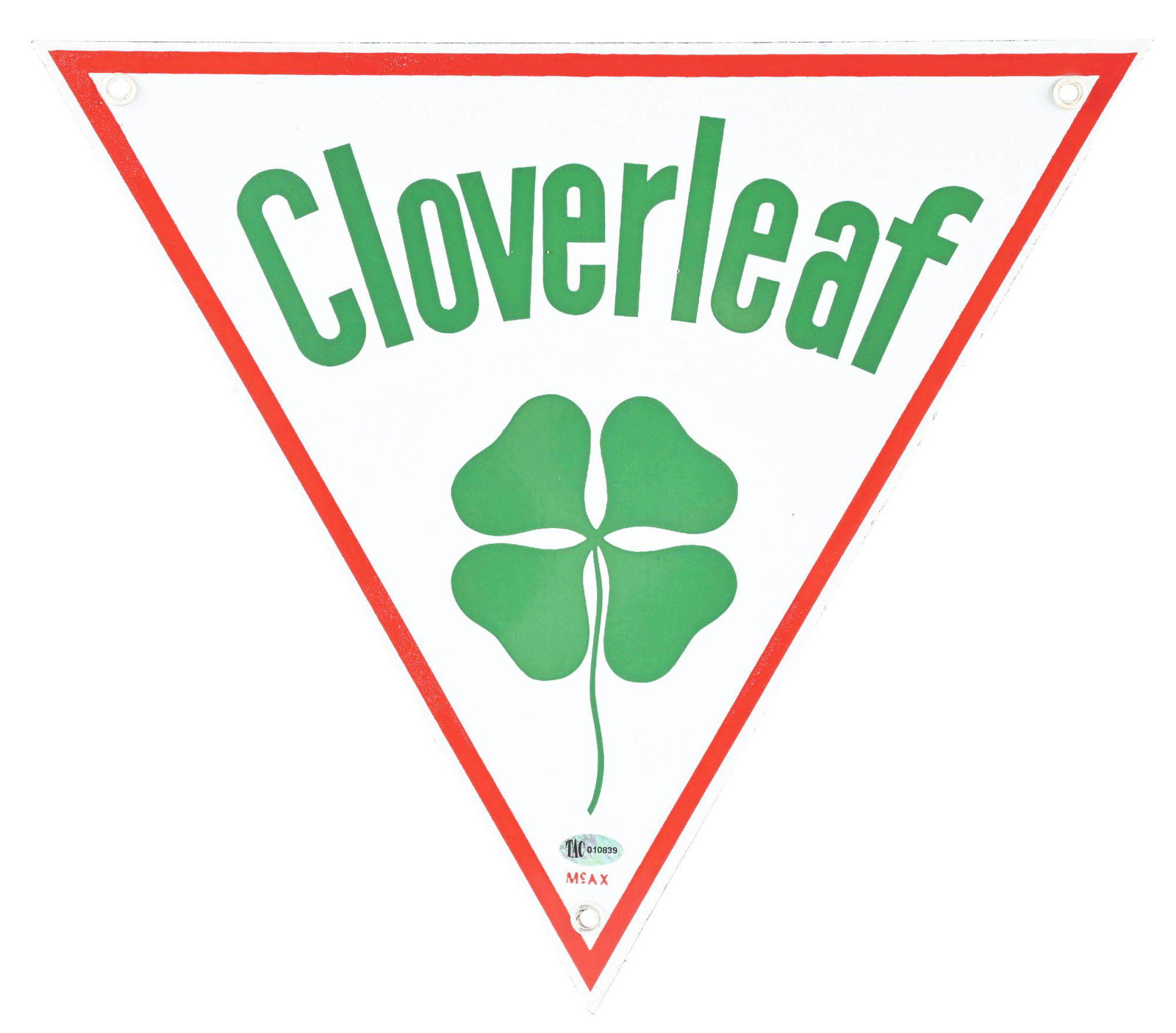RARE CLOVERLEAF GASOLINE PORCELAIN PUMP PLATE SIGN W/ CLOVERLEAF GRAPHIC. (1 of 3)