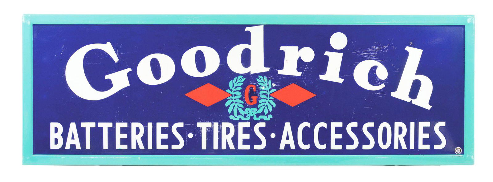 GOODRICH BATTERIES TIRES & ACCESSORIES PORCELAIN SERVICE STATION SIGN. (1 of 3)