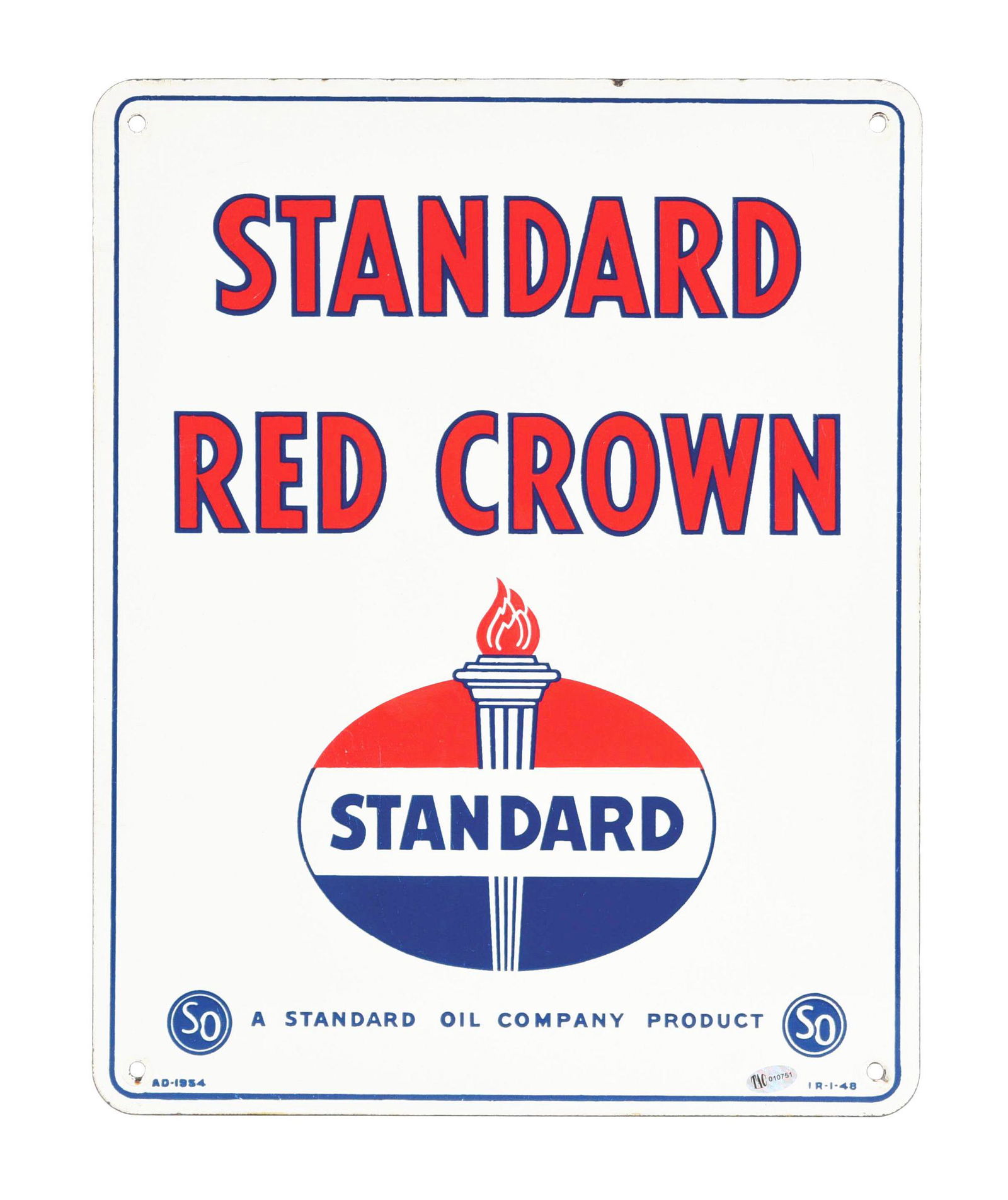STANDARD RED CROWN GASOLINE PORCELAIN PUMP PLATE SIGN. (1 of 4)