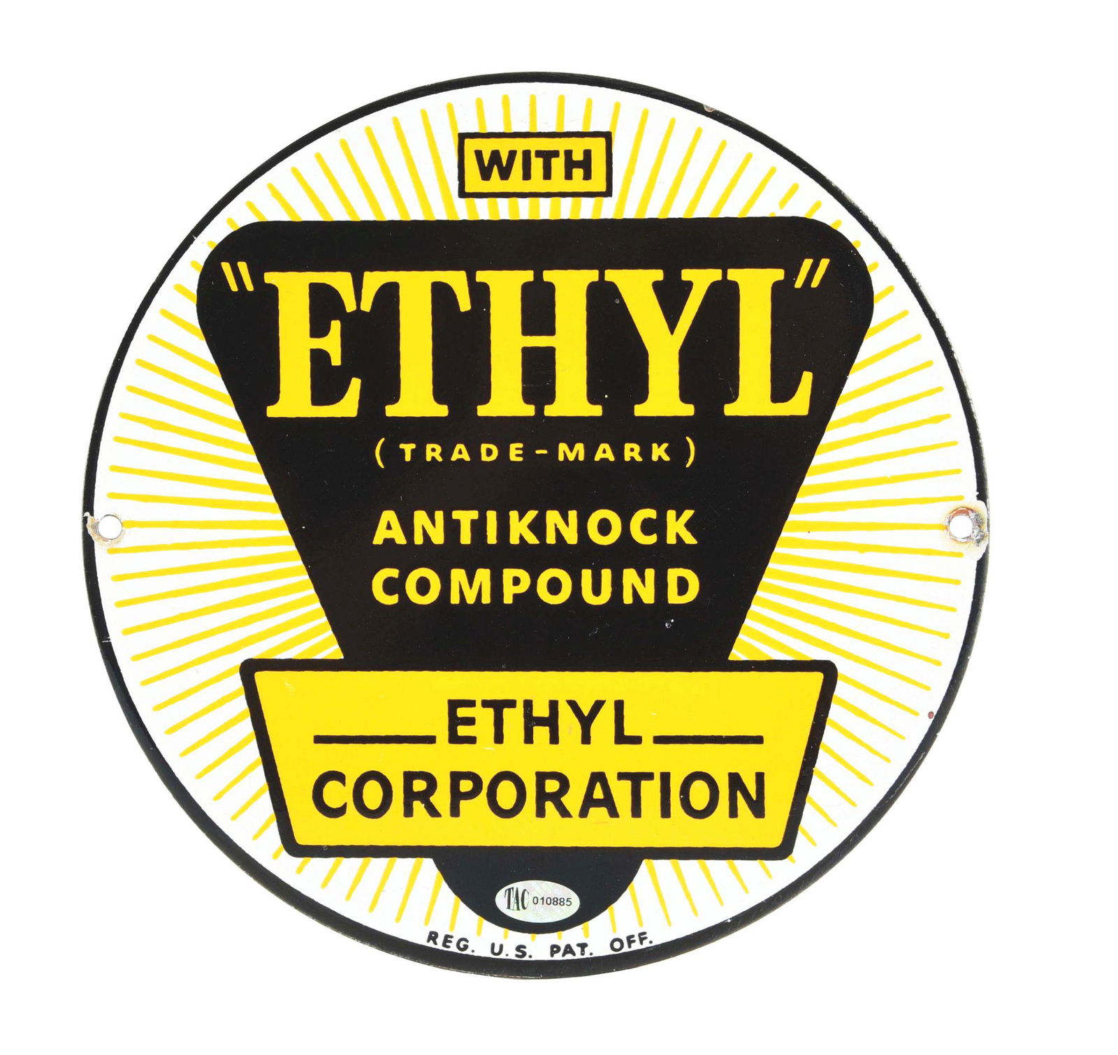 WITH "ETHYL" PORCELAIN PUMP PLATE SIGN. (1 of 3)