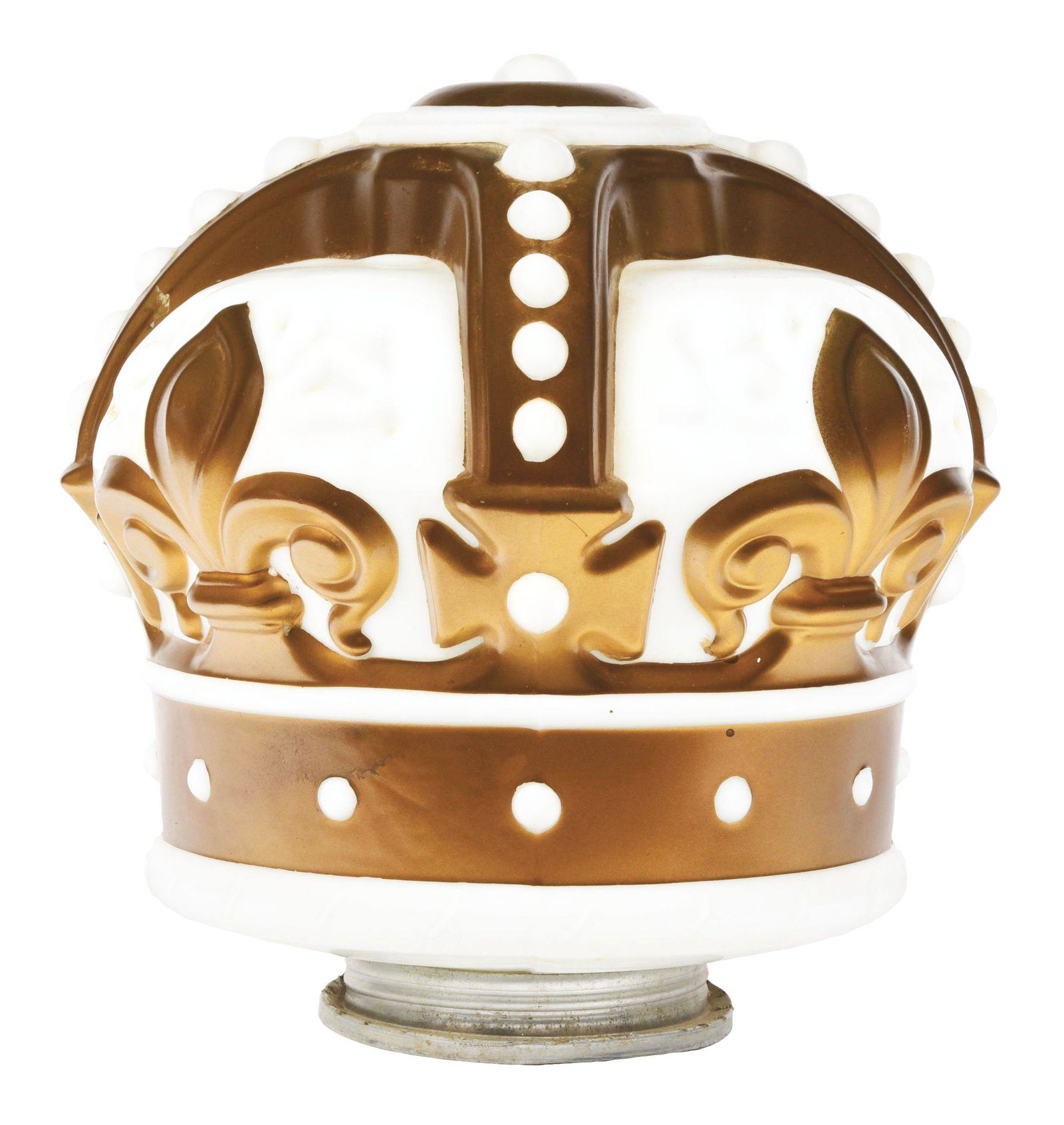 STANDARD GOLD CROWN GASOLINE ONE PIECE CAST MILK GLASS GLOBE. (1 of 6)