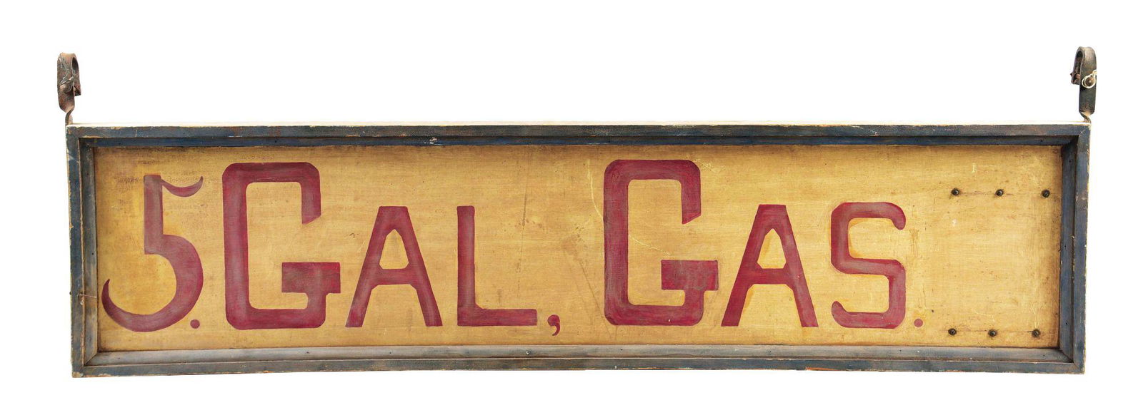 5 GALLON GAS HAND PAINTED WOOD SERVICE STATION SIGN. (1 of 2)
