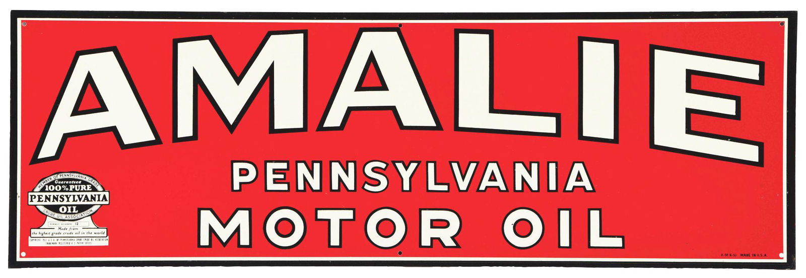 AMALIE PENNSYLVANIA MOTOR OIL TIN SIGN. (1 of 3)