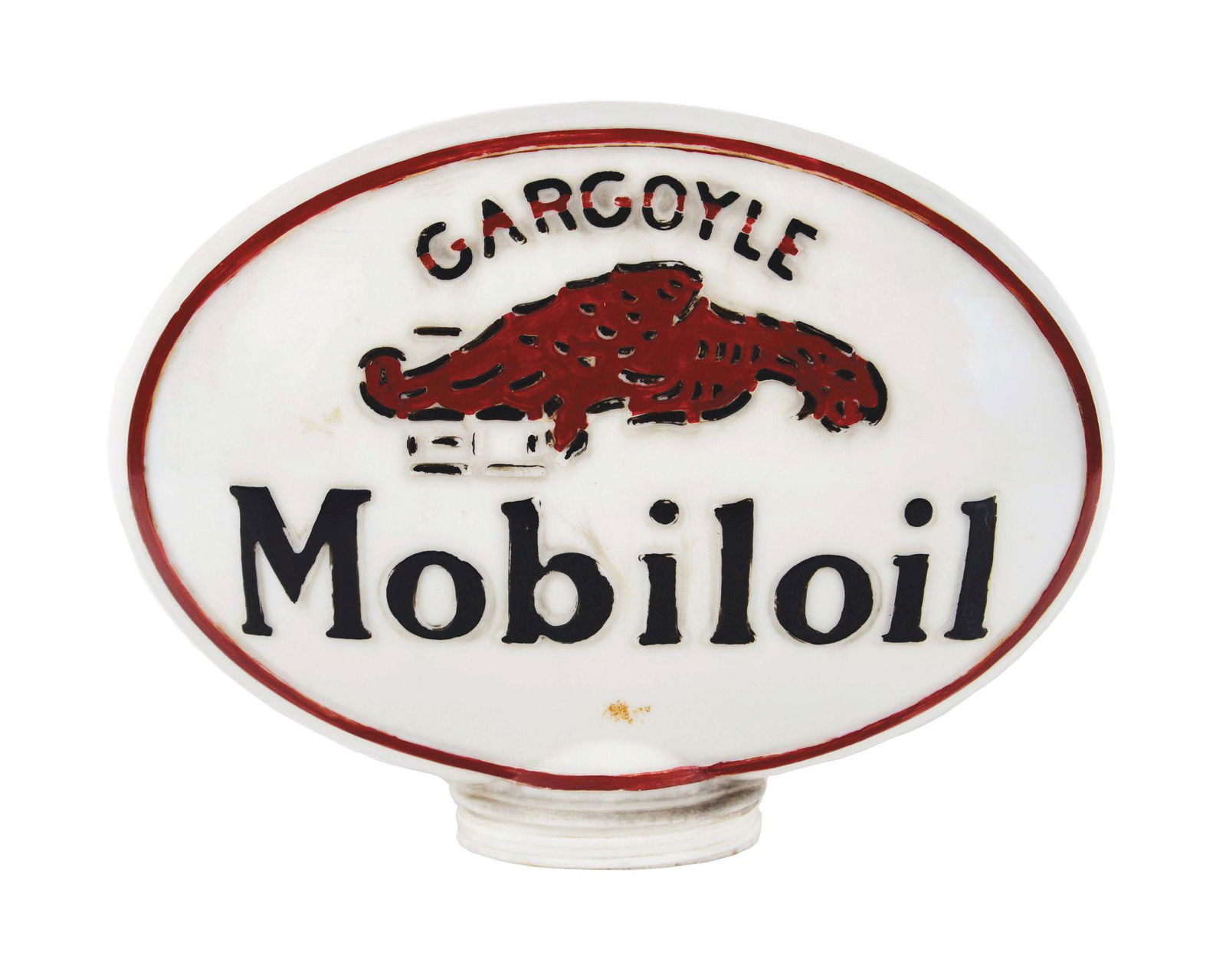 RARE MOBILOIL GARGOYLE ONE PIECE CAST CABINET GLOBE W/ GARGOYLE GRAPHIC. (1 of 4)