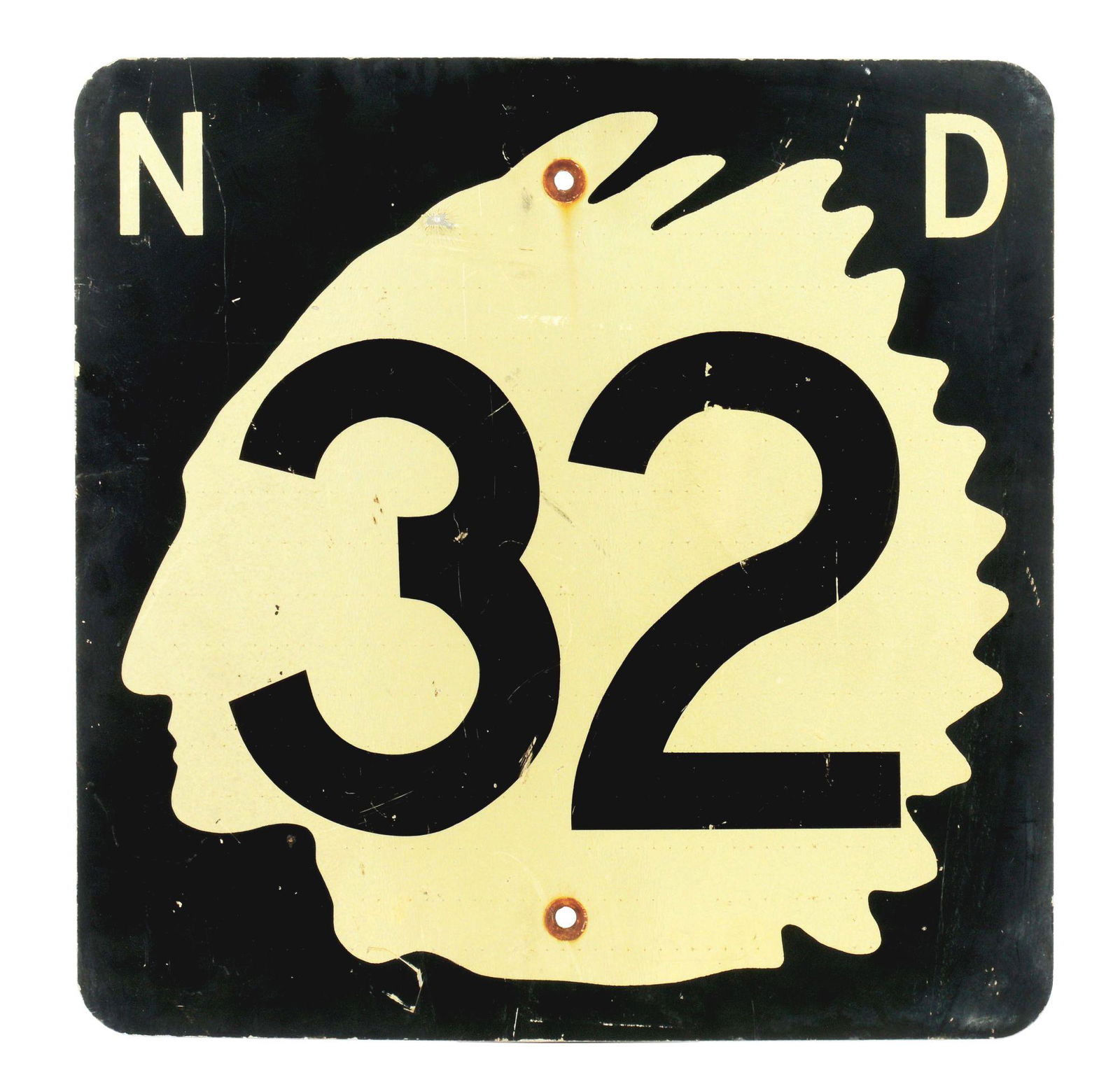 NORTH DAKOTA ROUTE 32 REFLECTIVE HIGHWAY ROADSIDE SIGN. (1 of 2)