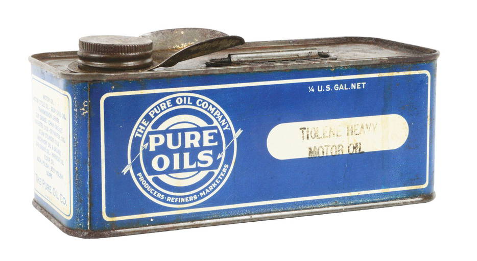 Rare Pure Tiolene Motor Oil Quarter Gallon Squatty Can.