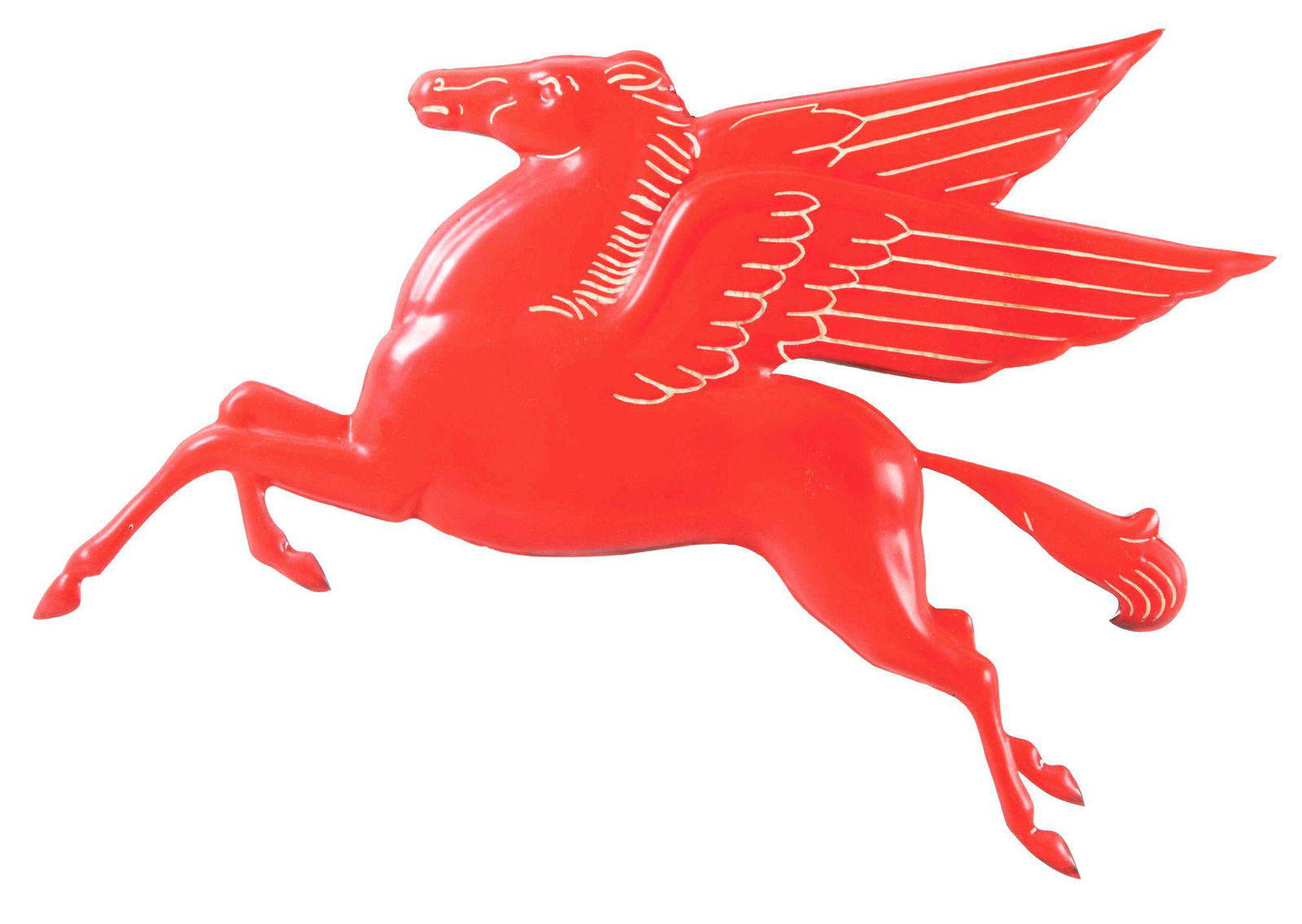 MOBIL PEGASUS EMBOSSED PORCELAIN SERVICE STATION SIGN. (1 of 2)