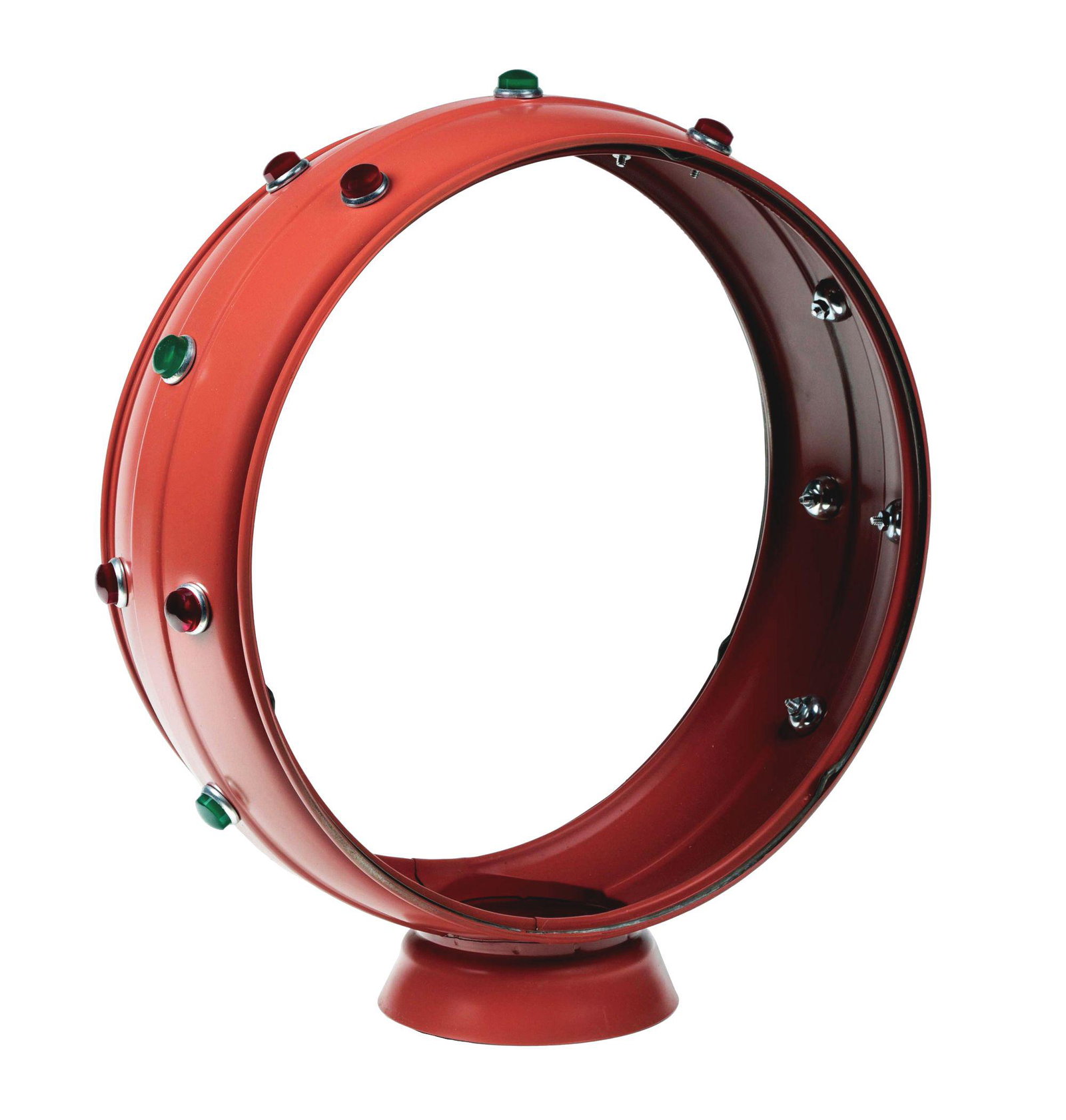 REPRODUCTION 15" LOW PROFILE METAL JEWEL GLOBE BODY.: Low Profile Metal Body showing added plastic red & green reflective jewels throughout similar to an original Jewel Body. CONDITION: Body is overall outstanding and has been painted in a burnt red colo