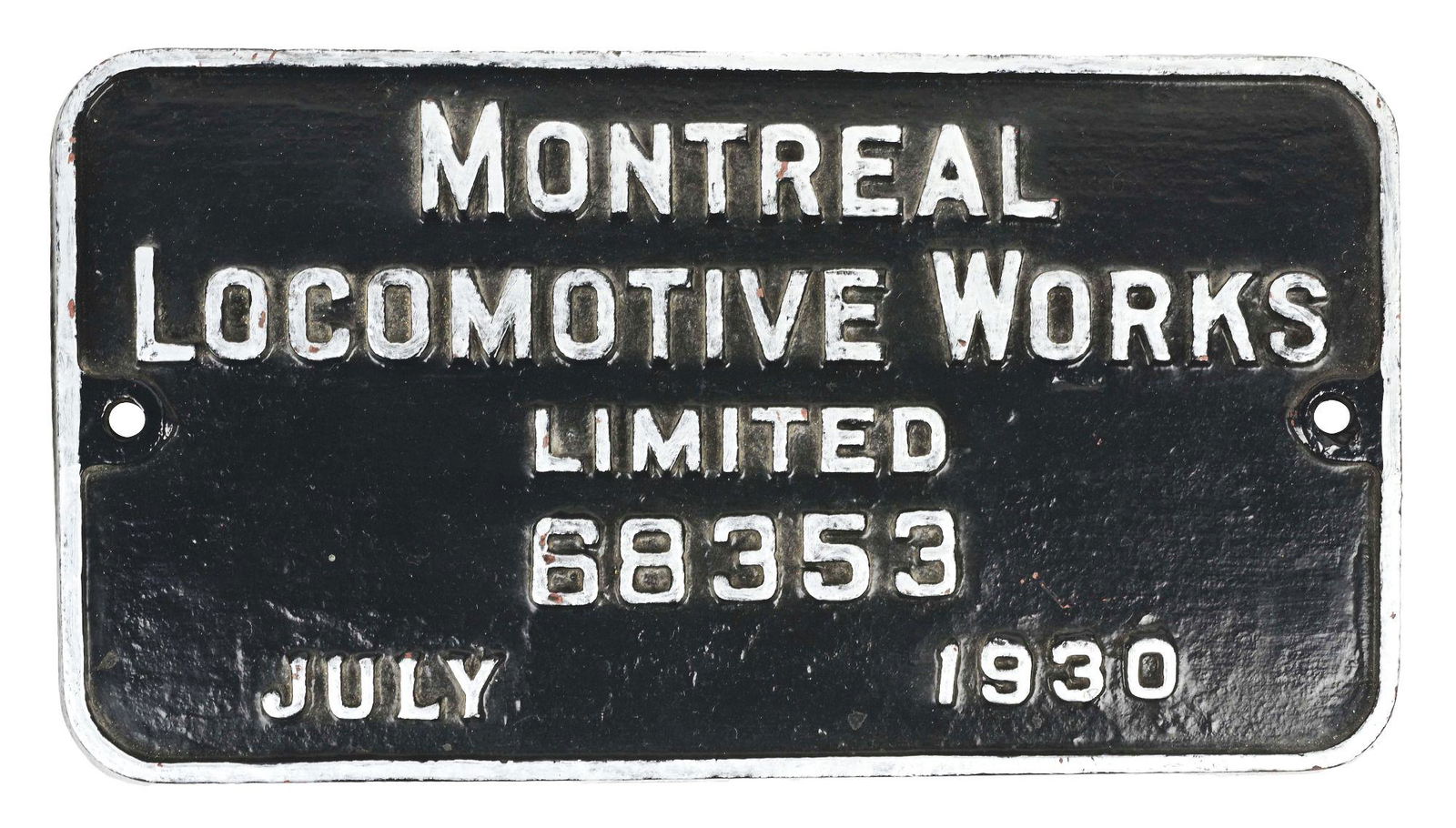 STEAM LOCOMOTIVE BUILDER'S PLATE. (1 of 2)