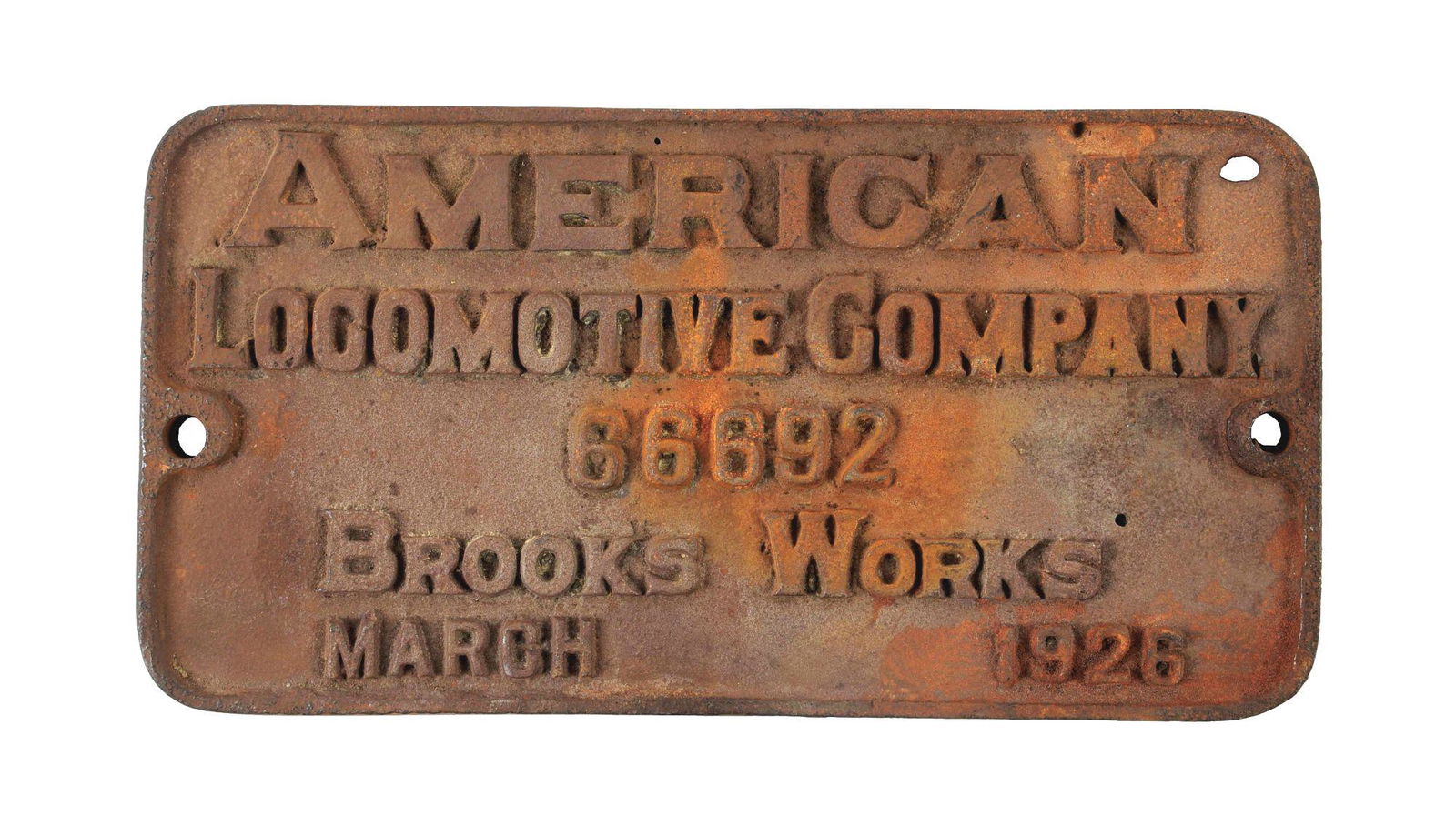 LOCOMOTIVE BUILDER'S PLATE. (1 of 2)