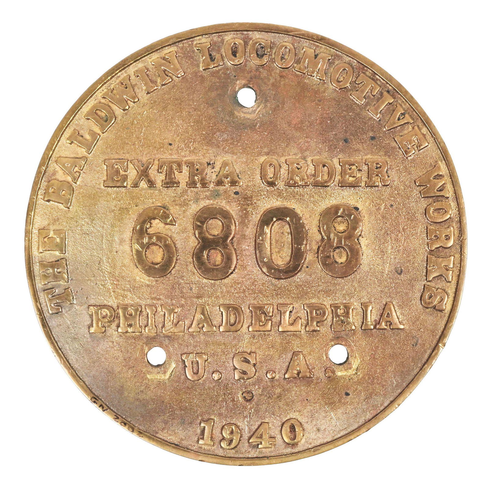 STEAM LOCOMOTIVE BUILDER'S PLATE. (1 of 2)