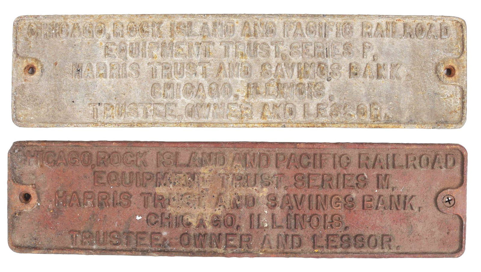 LOT OF 2: ROCK ISLAND EQUIPMENT TRUST PLATES. (1 of 2)
