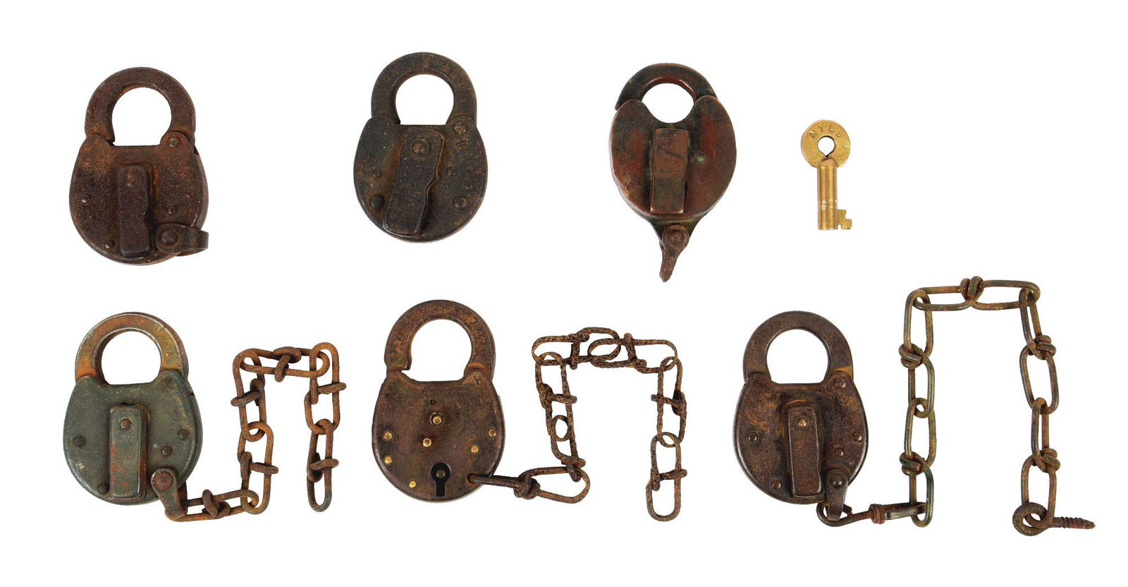 LOT OF 6: RAILROAD LOCKS. (1 of 2)