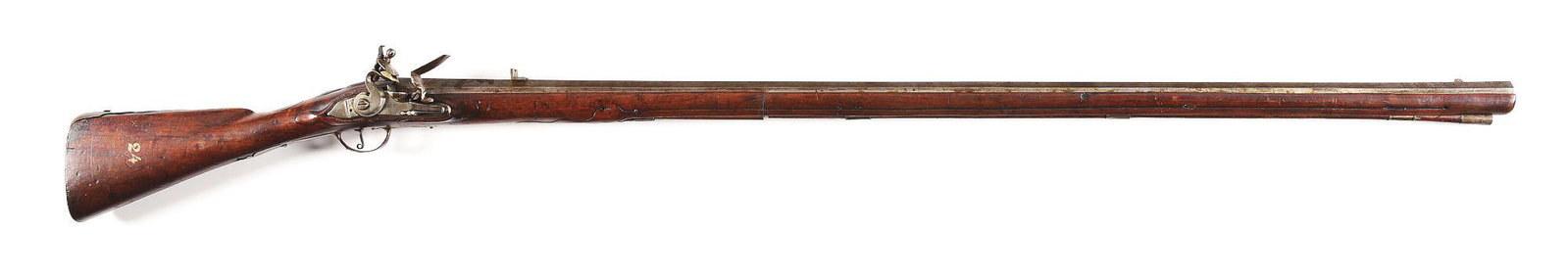 (A) MASSIVE GERMAN FLINTLOCK WALL GUN BY J.J. BEHR, C. 1750-1770.: This wall gun is featured on pg. 9 of "Gunsmiths of Maryland" by Hartzler and Whisker. For another example with similar hardware, see plate 14.MM on pg. 194 of "Battle Weapons of the American Revoluti