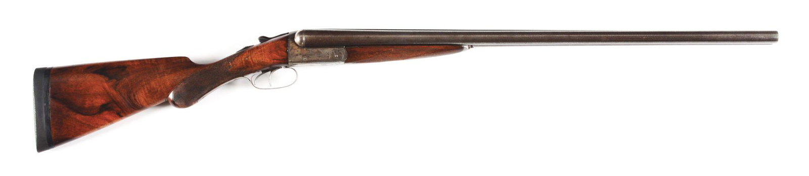 (C) RARE REMINGTON MODEL 1894 BE GRADE SIDE BY SIDE SHOTGUN.: Made by the Remington Arms Company in 1900 with 41,194 made total. Damascus 28" matted rib barrels in 12 gauge, marked with Remington address, fit with ejectors and twin bone beads. Case hardened boxl
