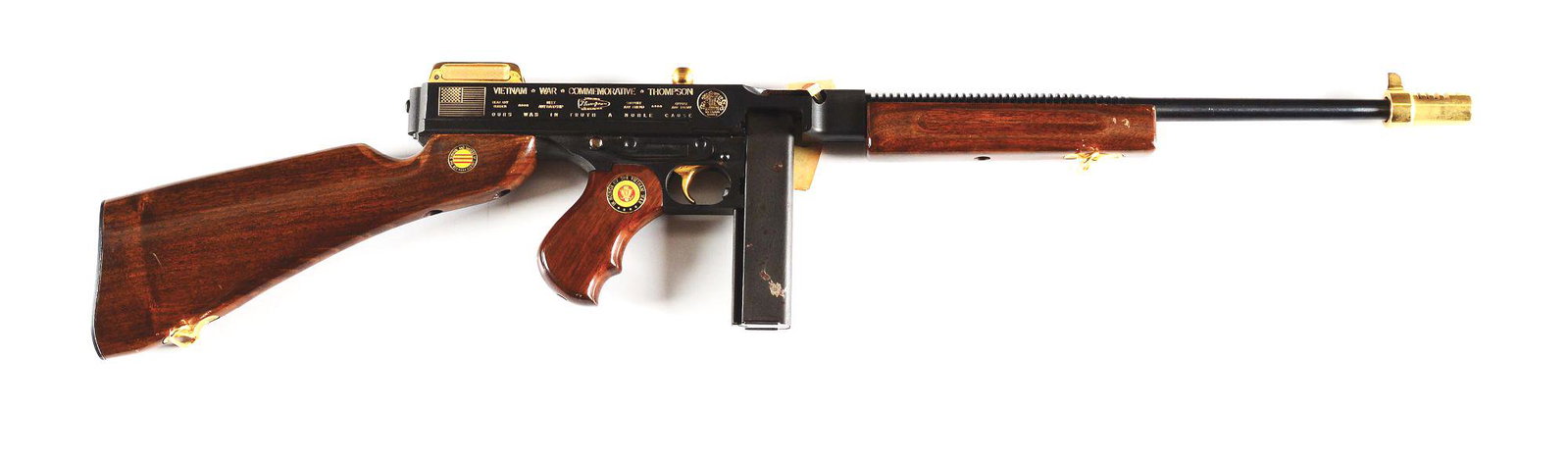 (M) VIETNAM COMMEMORATIVE AUTO ORDNANCE MODEL 1927A1 THOMPSON SEMI-AUTOMATIC CARBINE.: Thompson Model 1927 semi-automatic Vietnam War Commemorative made by Auto Ordnance Company in West Hurley, New York circa the late 1990s and issued by the American Historical Foundation of Richmond, V