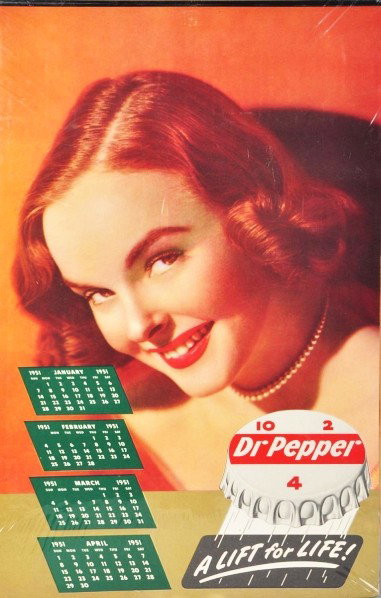 1951 Dr. Pepper Calendar.: Description Complete with only the most minor of any edge wear. Condition (Near Mint). Size 20 - 1/2" x 12 - 3/4".