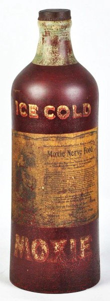 Large Moxie Display Bottle.: Description Circa 1910 to 1915. Nice early piece. Classic display item. Still quite enjoyable even though there is a good bit of surface paint chipping and nicks, especially to neck of bottle. Advance