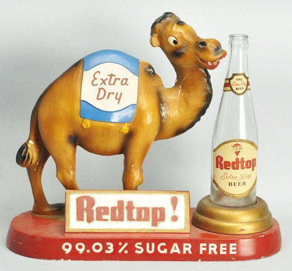 Plaster Redtop Extra Dry Camel Advertising Figure: Description 1940s. Original finish. Condition (Excellent). Size 13" x 14".