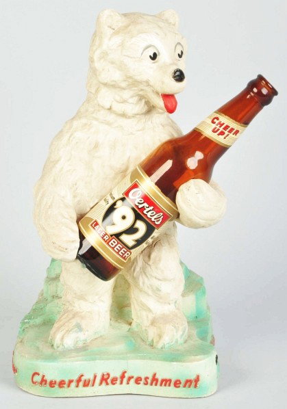 Plaster Oertel's Beer Polar Bear Figure.: Description 1940s. Original bottle. Condition (Excellent). Size 14 - 1/4" T.