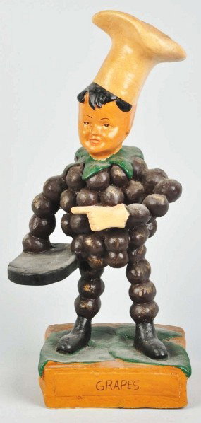 Plaster Jam/Grape Advertising Figure.: Description 1970s. Appears to be original. Condition (Excellent). Size 19 - 1/2" T.