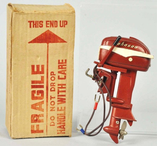 Johnson Seahorse 30HP Scale Motor.: Description Japanese. Original box. Unused and complete. Beautiful condition with two-tone reddish-copper and cream paint. Box marked "Johnson Seahorse Outboard Motor, Johnson Motors, Waukegan Ill. US
