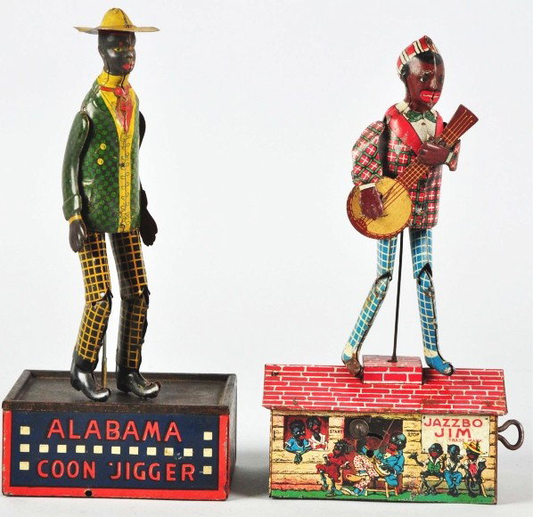 Lot of 2: Tin Litho Roof Dancing Wind-Up Toys.: Description American. Working. Includes one Unique Art Jazzbo Jim and one Strauss Tombo Jigger toy. Both with all original parts and moderate overall scratching and wear. Condition (Very Good). Size E