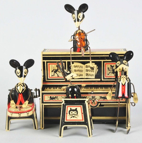 Tin Litho Marx Merrymakers Band Wind-Up Toy.: Description American. Working. Violin version. Some minor scratching and wear. Condition (Very Good). Size 9 - 1/4" T.
