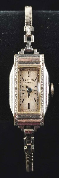 Gruen Guild Ladies Wrist Watch.: Description 1920s. Gold filled. Art deco. Works sporadically.