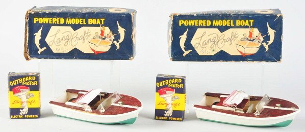 Lot of 2: Boat & Boat Motor Sets.: Description Japanese. Includes both original boxes with some tearing and creasing. Condition (Excellent). Size Each: 9" L.