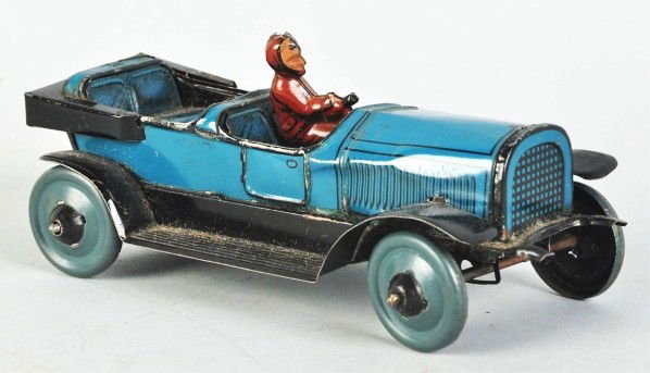 Tin Litho Automobile Wind-Up Toy.: Description German. Working. Includes removable lithographed driver. Some scratching and slight denting to body of car. Condition (Very Good). Size 6" L.