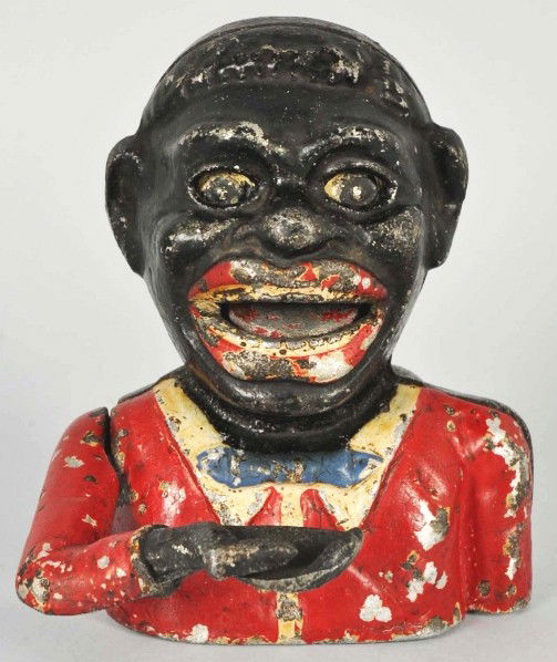 Aluminum Jolly N' Mechanical Bank.: Description Made in England. Working condition. Condition (Very Good). Size 6" T.