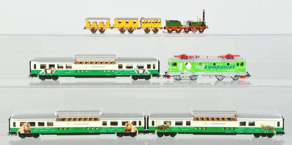 Lot of 2: Marklin HO Train Sets.: Description German. Includes one Der Adler set, the first Railroad made in Germany. The second set is a Kompaniet Animal panorama set that comes with three Vista Dome type cars. Includes original boxe