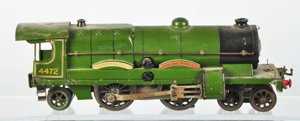 Hornby O-Gauge Flying Scotsman Train Engine.: Description English. Pre-war. Engine only. Marked "4472". Some slight denting. Condition (Very Good).