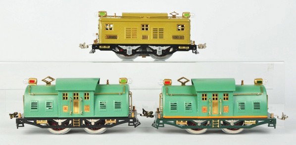Lot of 3: Lionel Electric Style Train Engines.: Description Standard gauge. Includes two no. 10E engines and one no. 8 engine. All have been professionally restored. Condition (Restored).