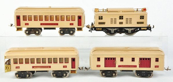 Lionel Standard Gauge No. 8 Passenger Train Set.: Description Pre-war. Includes no. 8 engine, no. 337 pullman car, no. 332 baggage car, and no. 338 observation car. Set has been professionally restored. Condition (Restored).