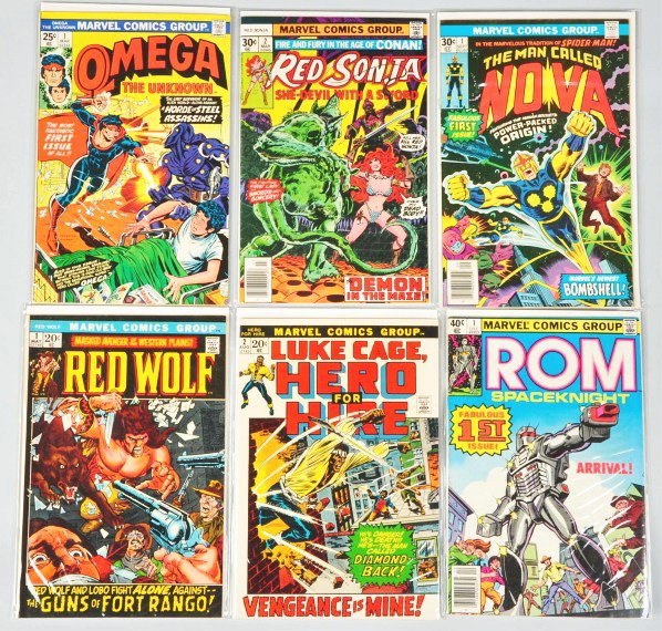 200+ Bronze & Modern Age Comic Books.: Description This lot included numerous issues of Luke Cage, The Man Called Nova, Power Man, Iron Fist, Red Sonja, Red Wolf, ROM, and other titles. Condition (Fine).