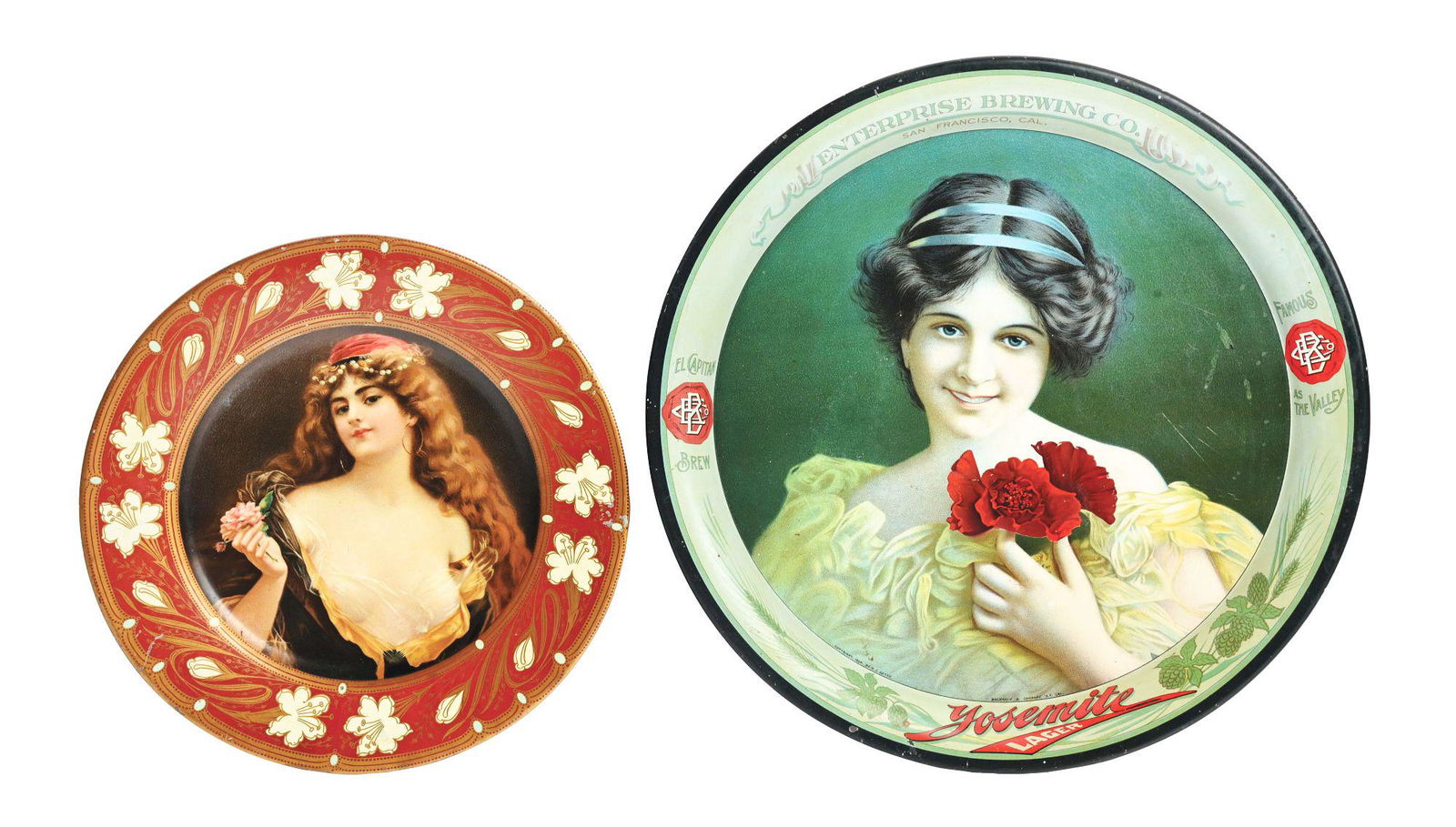 LOT OF 2: VIENNA ART PLATE FOR INDEPENDENT "SPECIAL BREW" AND YOSEMITE LAGER. (1 of 5)
