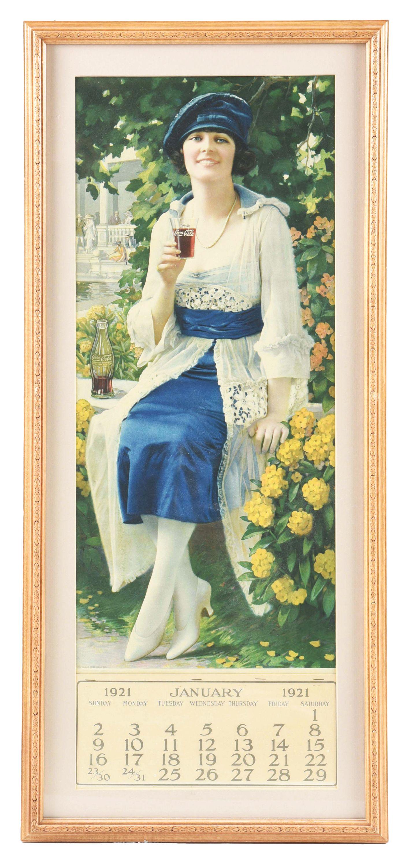 1921 COCA-COLA PAPER LITHOGRAPH CALENDAR W/ COMPLETE DATE PAD. (1 of 2)